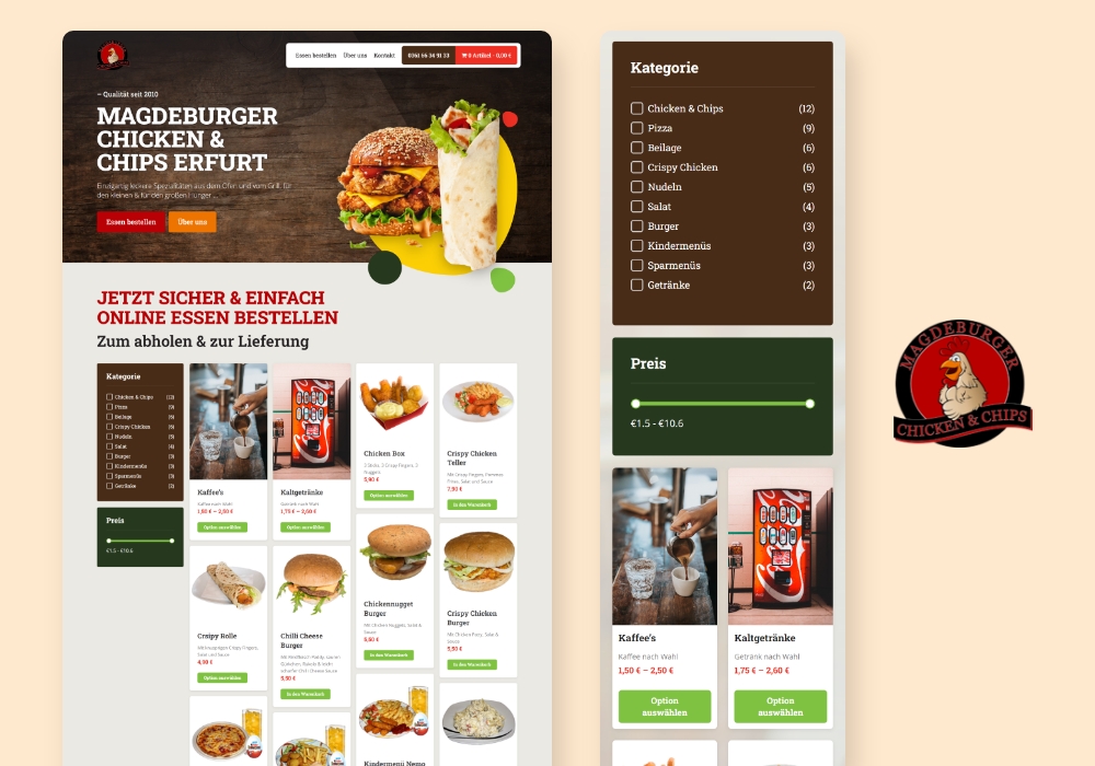 mageburger chicken chips erfurt jena essen bestellen onlineshop woocommerce erstellen lassen marketing experte divi theme